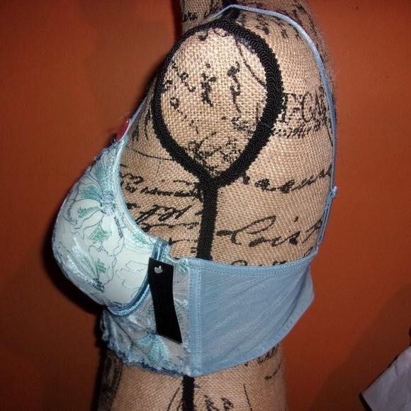 Youmita Blue Floral Longline Plunge 36B Bra NWT - Picture 2 of 9